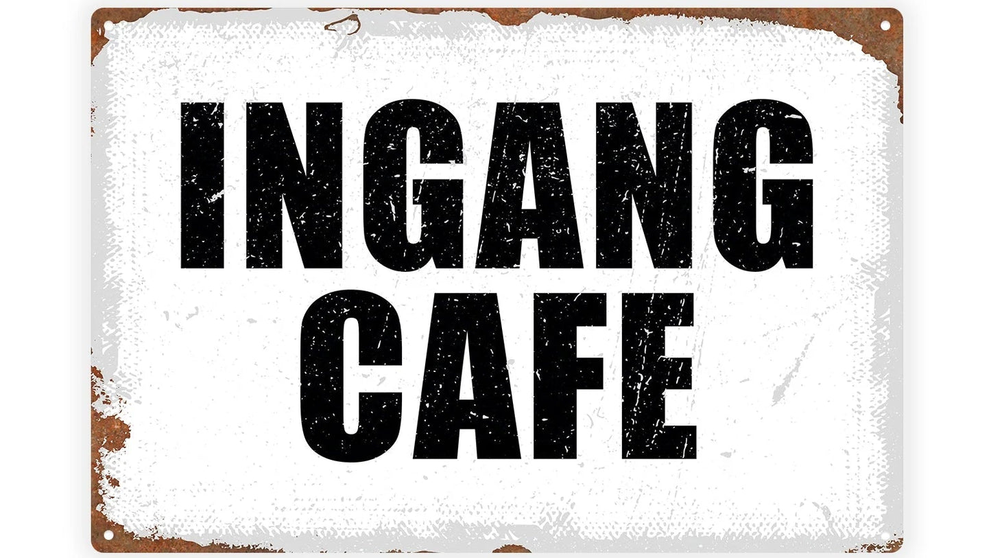 Metalen wandbord | Ingang cafe |