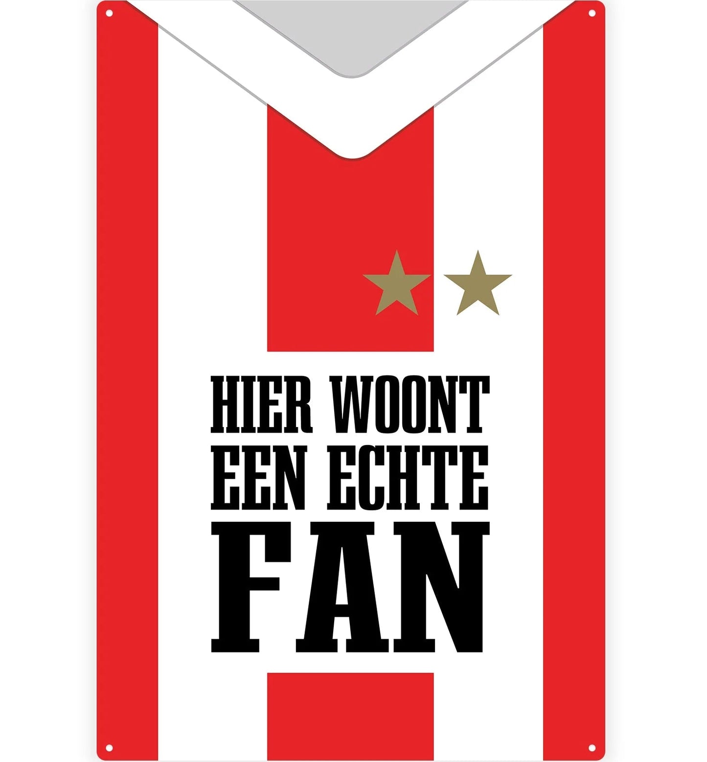 Metalen wandbord | Hier woont een echte fan | Rood Wit |
