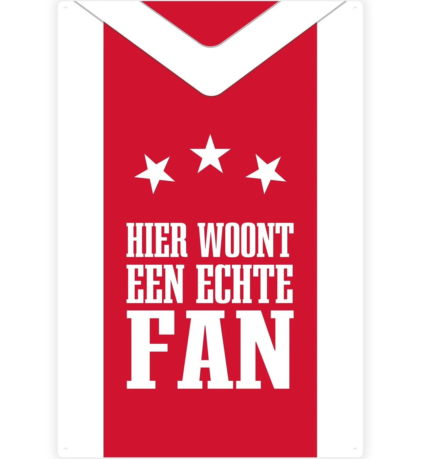 Metalen wandbord | Hier woont een echte fan | Wit Rood Wit |