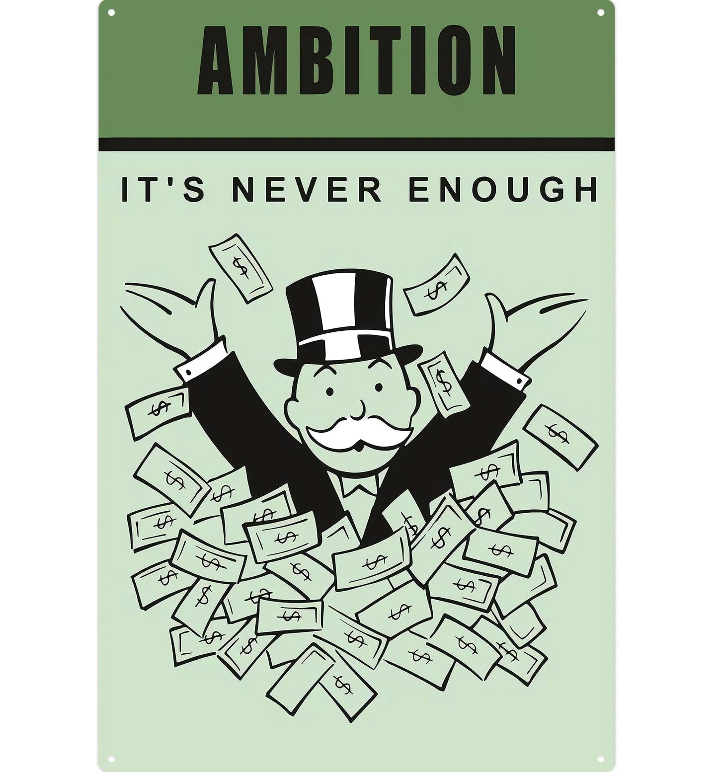 Metalen wandbord | Monopoly | Ambition, it's never enough |