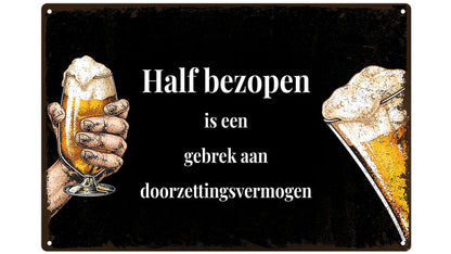 Metalen wandbord | Half bezopen |