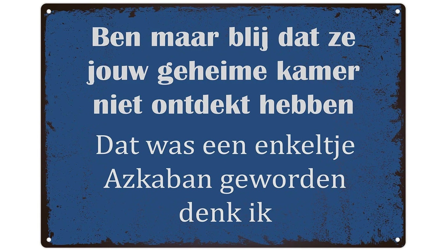 Metalen wandbord | Ben maar blij dat ze jouw geheime kamer niet ontdekt hebben |