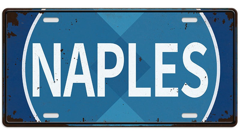 Metalen wandbord | Naples | Kentekenplaat | 15x30cm |