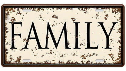 Metalen wandbord | Family | Kentekenplaat | 15x30cm |