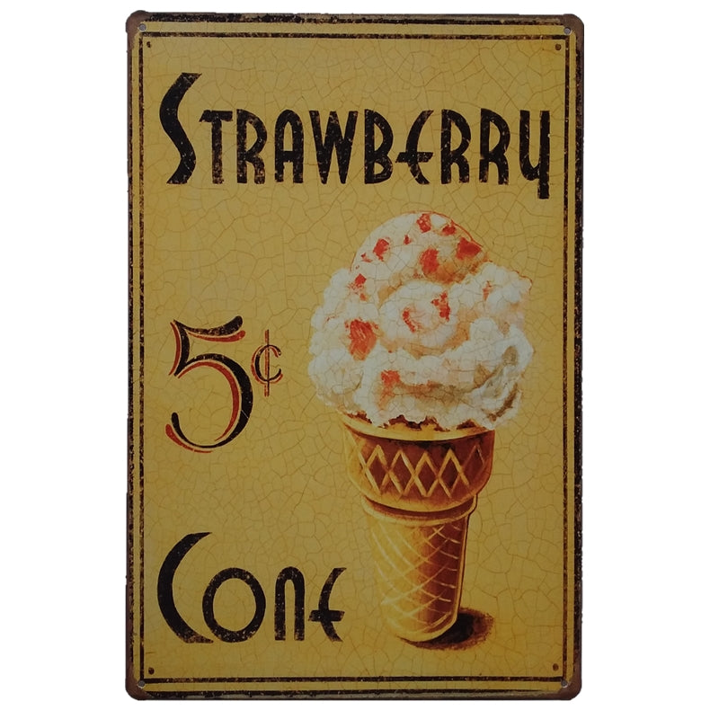 Metalen wandbord | Strawberry cone |