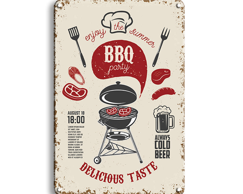 Metalen wandbord | BBQ delicious taste |