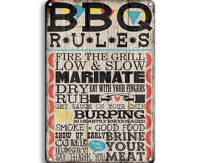Metalen wandbord | BBQ rules |