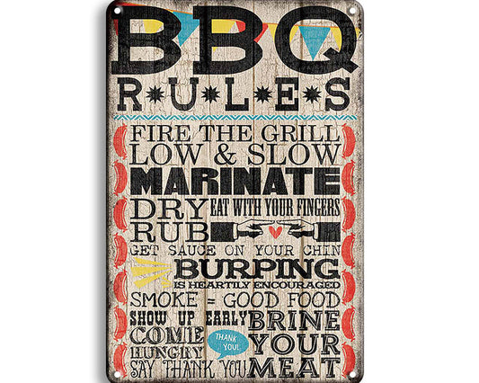Metalen wandbord | BBQ rules |