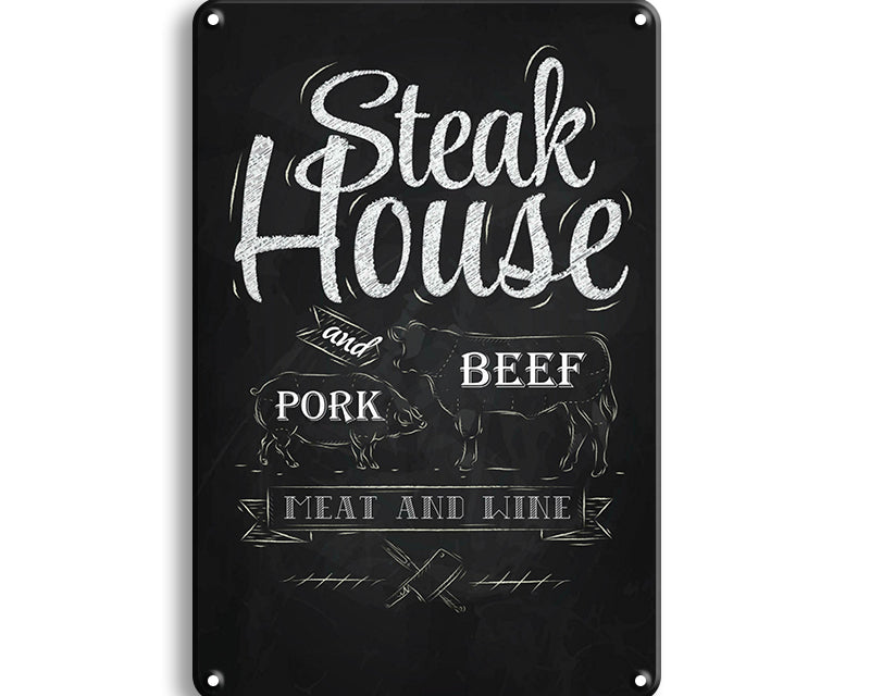Metalen wandbord | Steak house |