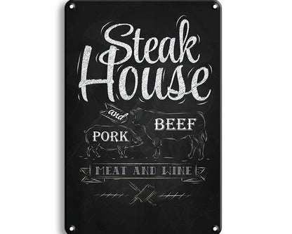 Metalen wandbord | Steak house |