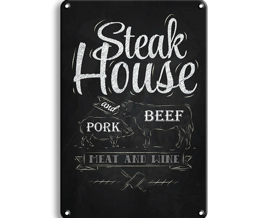 Metalen wandbord | Steak house |