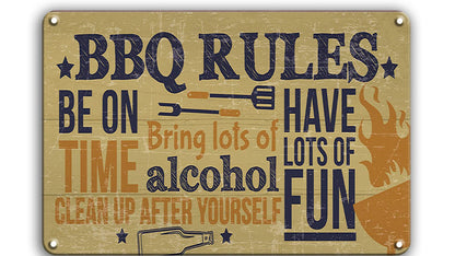Metalen wandbord | BBQ rules |