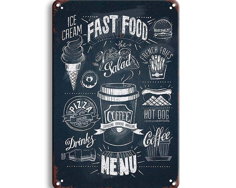 Metalen wandbord | Fast food menu |