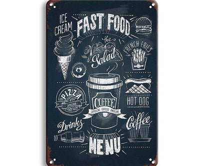 Metalen wandbord | Fast food menu |