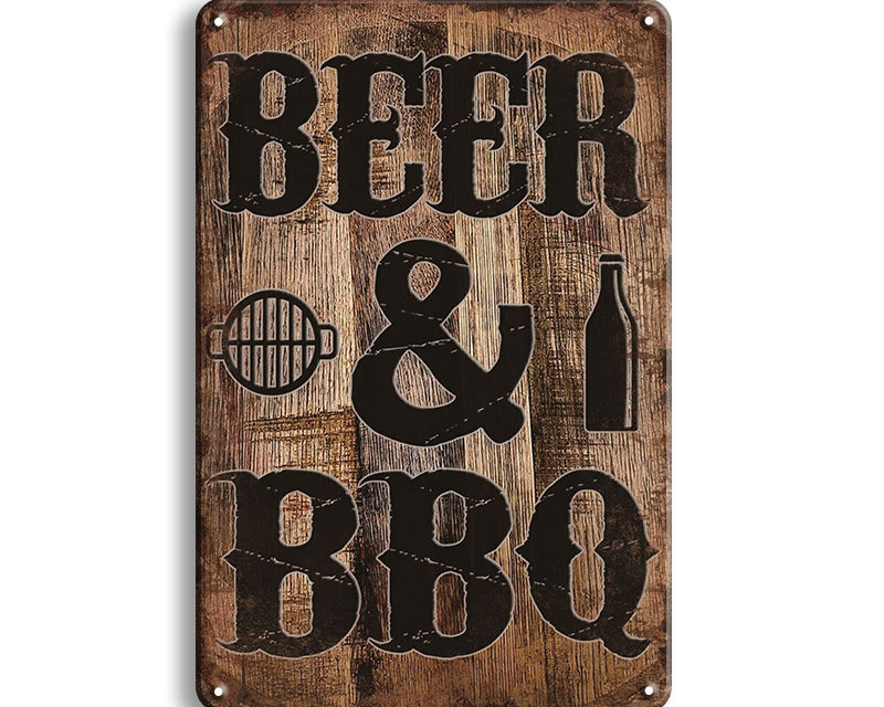 Metalen wandbord | Beer & BBQ |