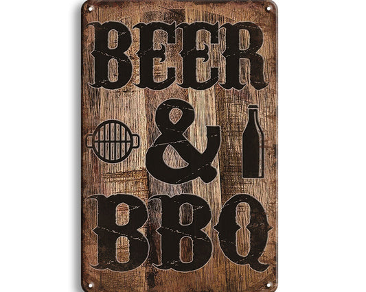 Metalen wandbord | Beer & BBQ |