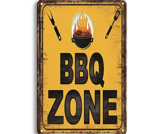 Metalen wandbord | BBQ zone |