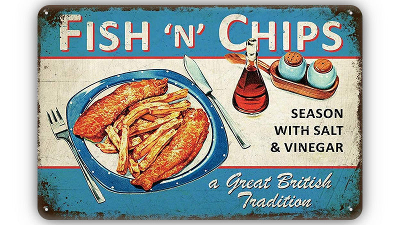 Metalen wandbord | Fish 'n' chips |