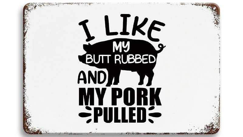 Metalen wandbord | I like my pork pulled |
