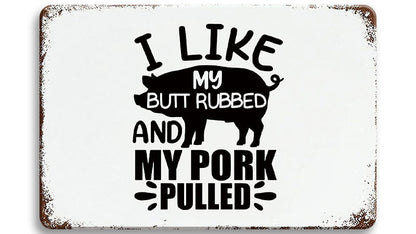 Metalen wandbord | I like my pork pulled |