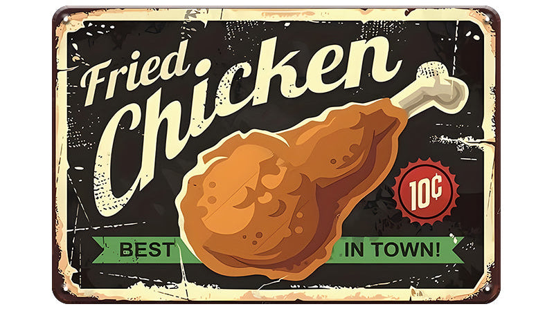 Metalen wandbord | Fried chicken |