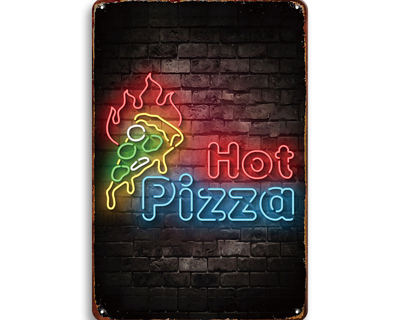 Metalen wandbord | Hot pizza |