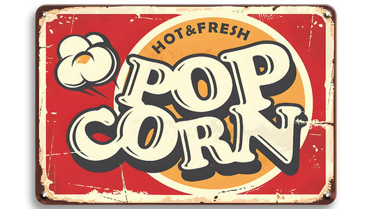 Metalen wandbord | Hot & fresh | Popcorn |