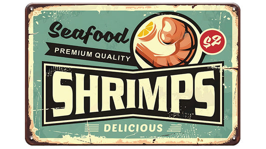 Metalen wandbord | Seafood | Shrimps |