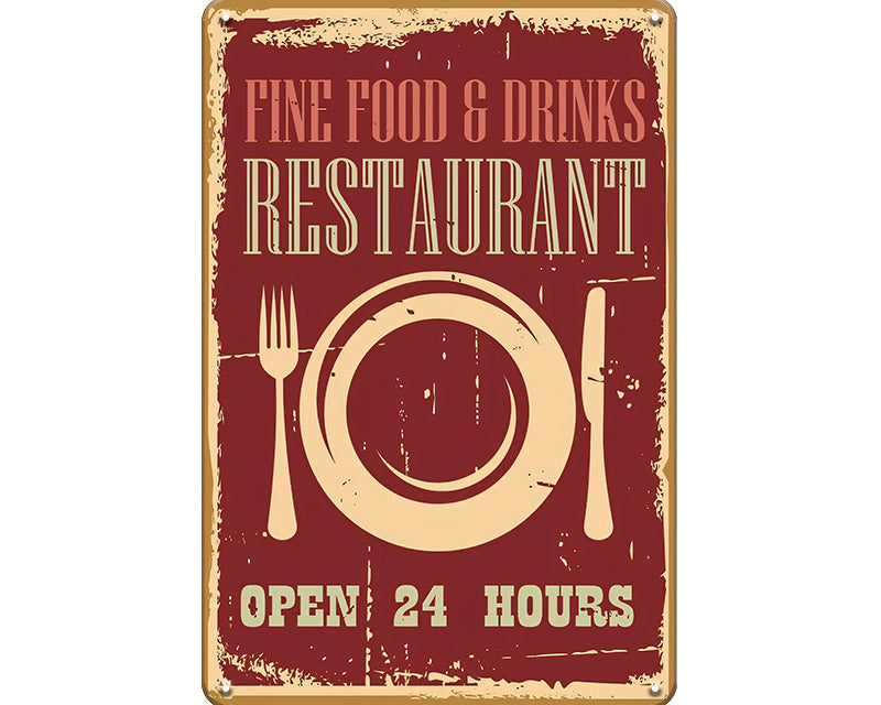 Metalen wandbord | Fine food & drinks restaurant |
