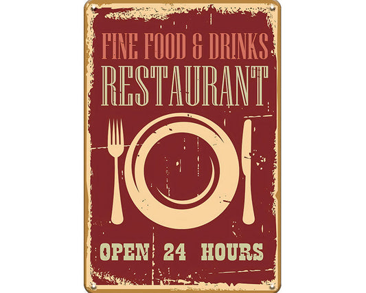 Metalen wandbord | Fine food & drinks restaurant |