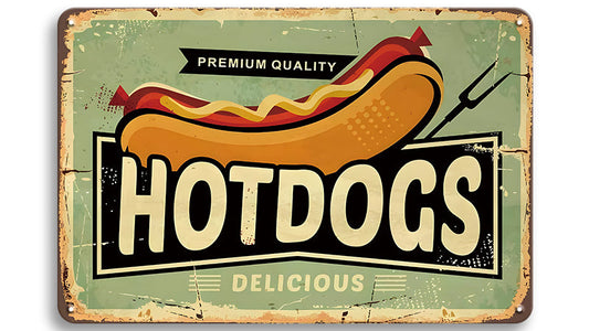 Metalen wandbord | Hotdogs | Delicious |