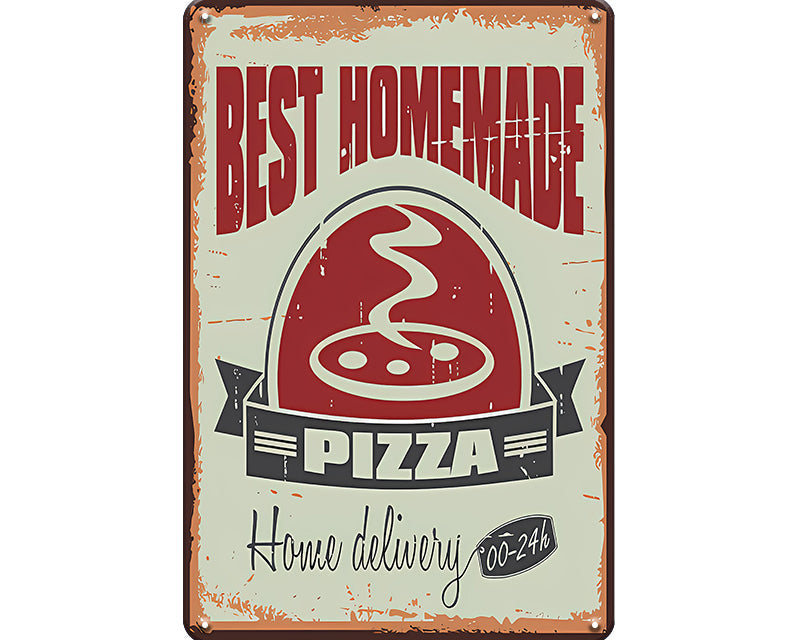 Metalen wandbord | Best homemade pizza |
