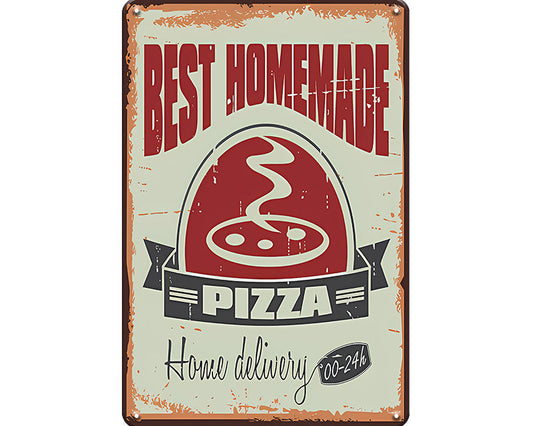 Metalen wandbord | Best homemade pizza |
