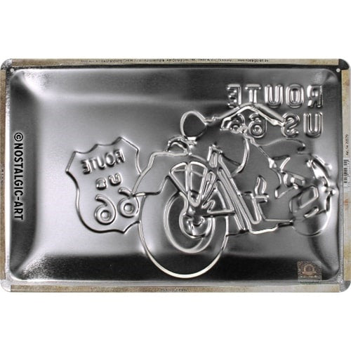 Metalen wandbord | Route 66 bike map | 20x30cm |