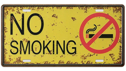 Metalen wandbord | No smoking | Kentekenplaat | 15x30cm |