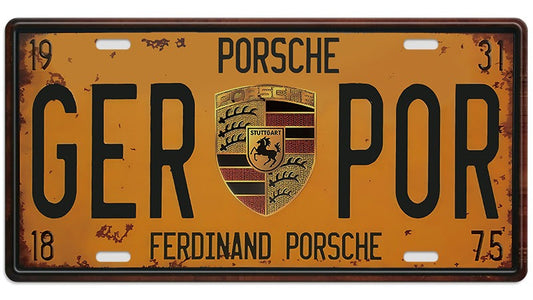 Metalen wandbord | Porsche | Kentekenplaat | 15x30cm |