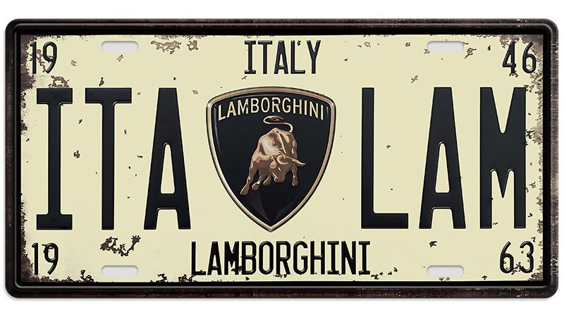 Metalen wandbord | Lamborghini | Kentekenplaat | 15x30cm |