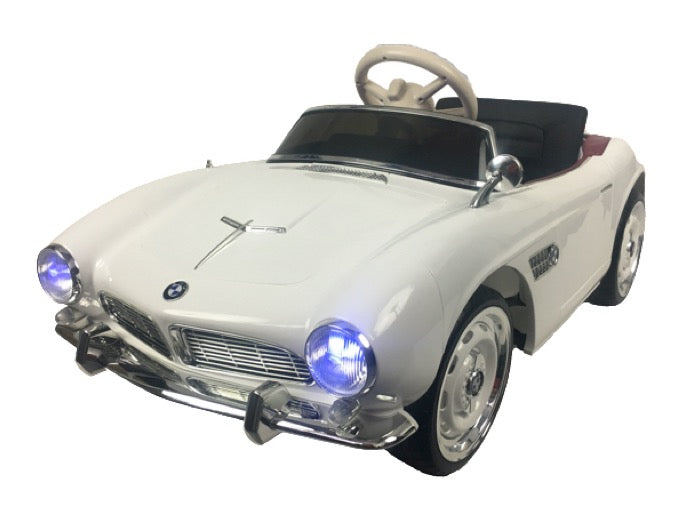 BMW 507 Oldtimer elektrische kinderauto wit voorkant