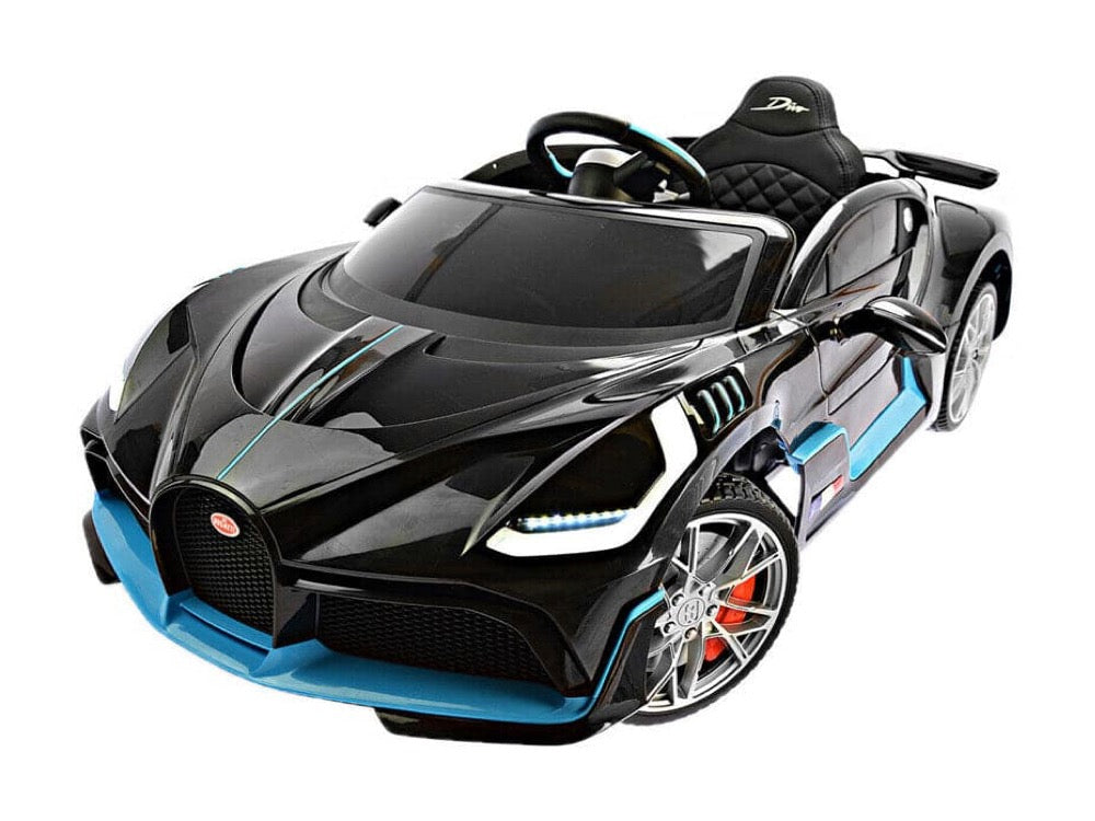 Bugatti divo zwart elektrische kinderauto zijkant