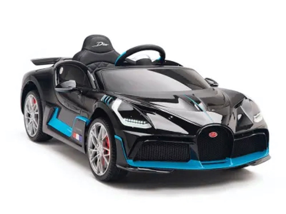 Bugatti divo zwart elektrische kinderauto zijkant 2