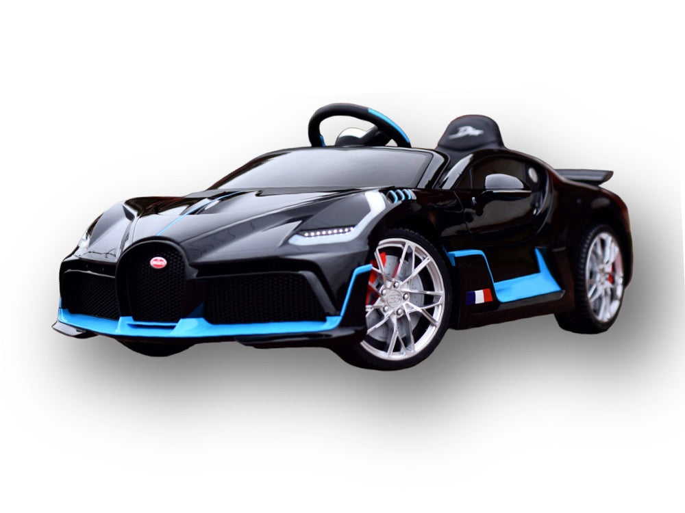 Bugatti divo zwart elektrische kinderauto zijkant 3