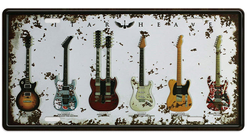 Metalen wandbord | Bass gitaar | Kentekenplaat | 15x30cm |