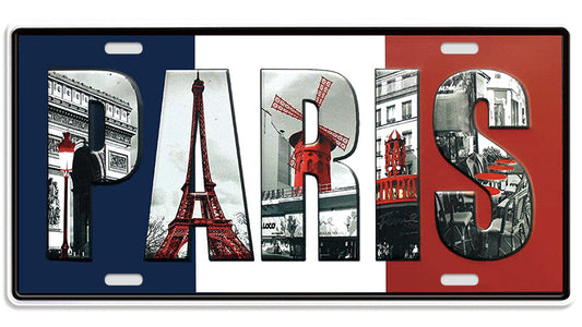 Metalen wandbord | Paris | Kentekenplaat | 15x30cm |