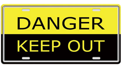 Metalen wandbord | Danger keep out | Kentekenplaat | 15x30cm |