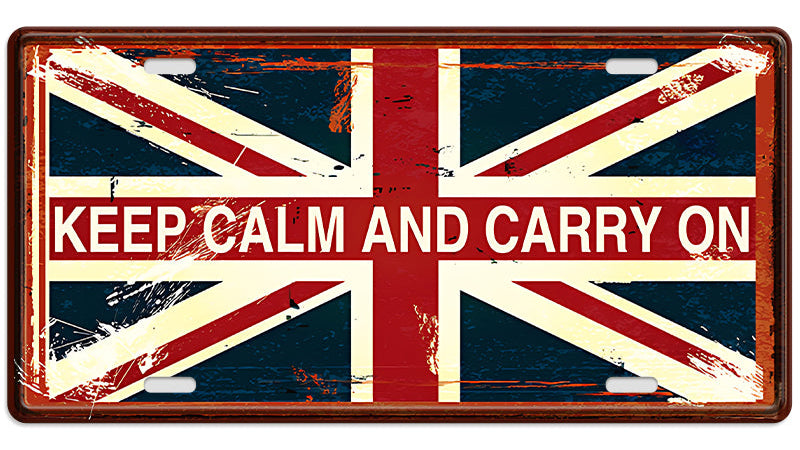 Metalen wandbord | Keep calm and carry on | Kentekenplaat | 15x30cm |
