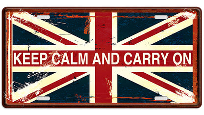 Metalen wandbord | Keep calm and carry on | Kentekenplaat | 15x30cm |