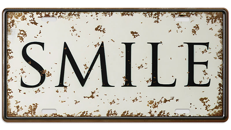 Metalen wandbord | Smile | Kentekenplaat | 15x30cm |