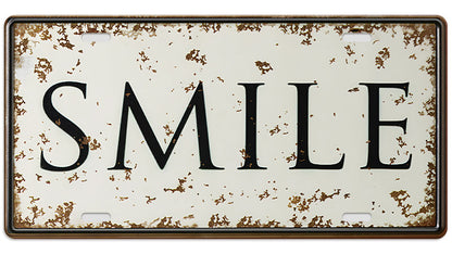Metalen wandbord | Smile | Kentekenplaat | 15x30cm |