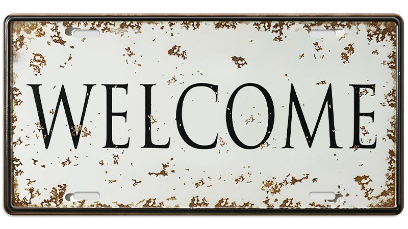 Metalen wandbord | Welcome | Kentekenplaat | 15x30cm |