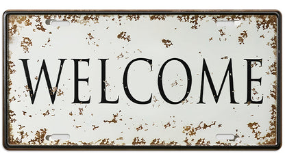 Metalen wandbord | Welcome | Kentekenplaat | 15x30cm |